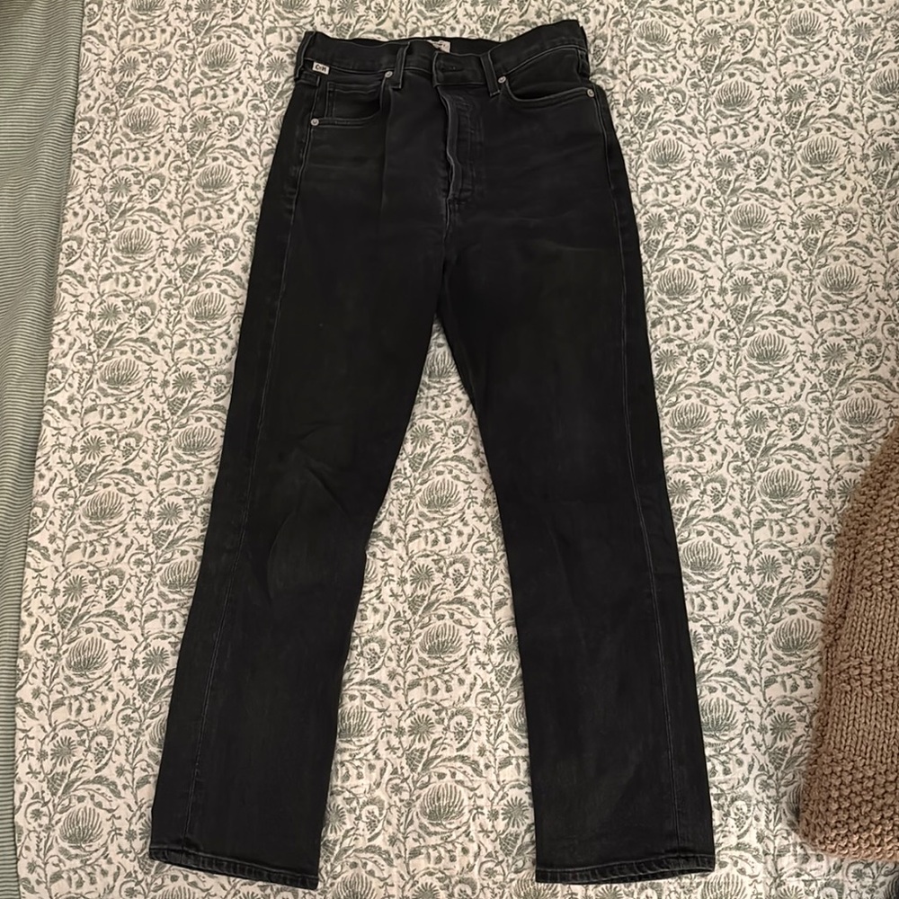 Citizens Of Humanity Charlotte high rise straight black jeans size 26.